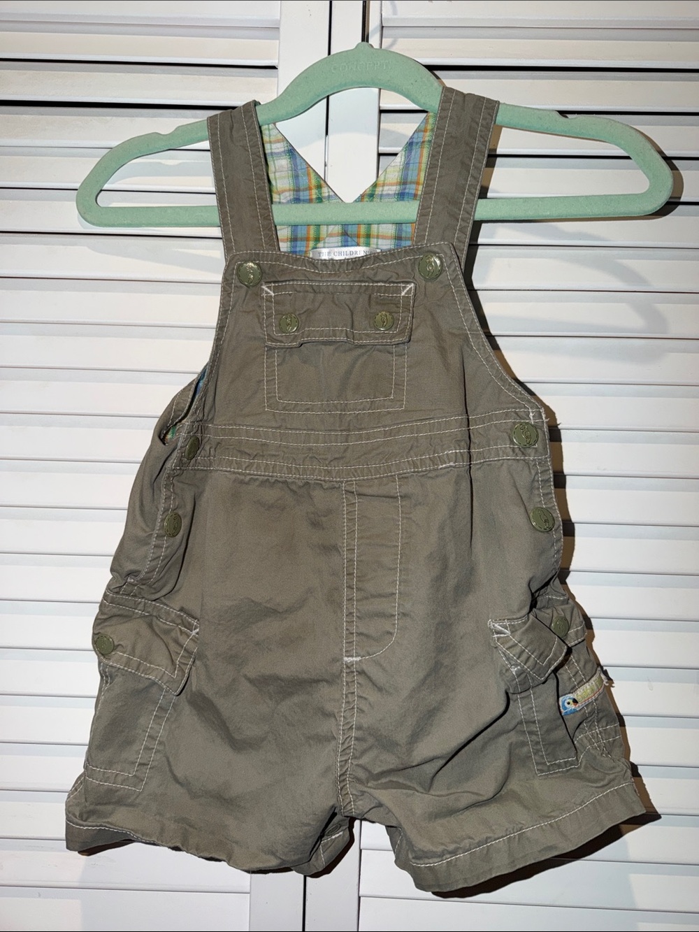 The Children's Place Olive Green Short Overalls for Kids